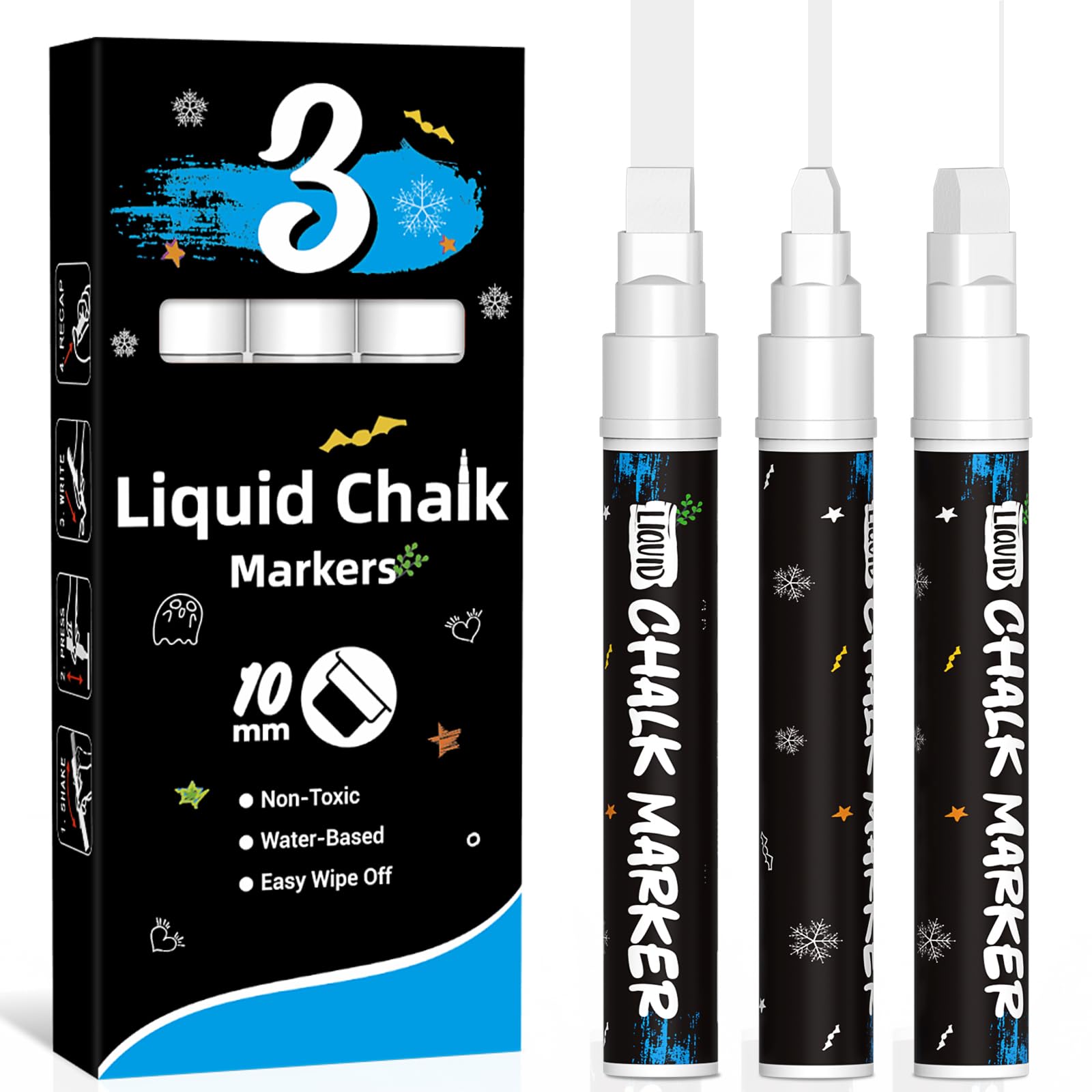 Amazon.com: DAPAWIN 3 Windows White Chalk Markers (10mm